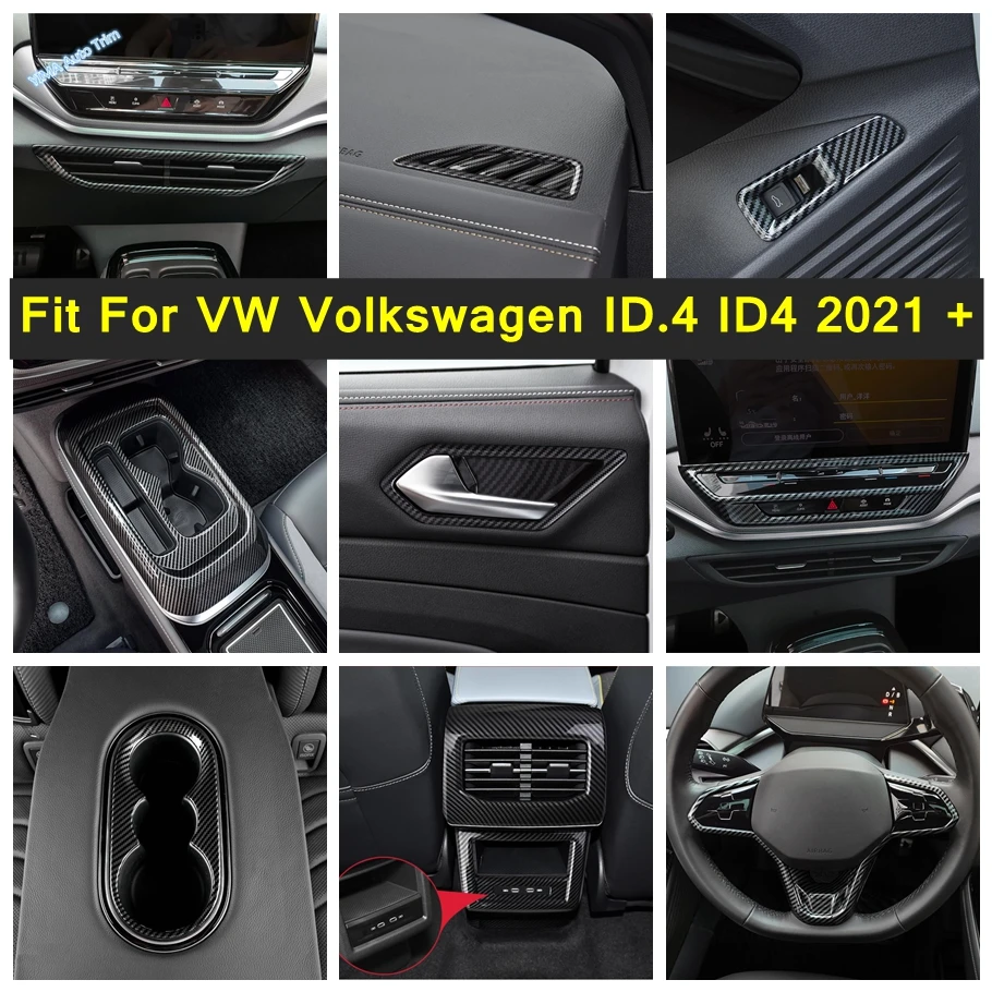 

Carbon Fiber Head Light / Door Bowl / Armrest Window Switch Button Cover Trim For VW Volkswagen ID.4 ID4 2021 - 2024 Interior