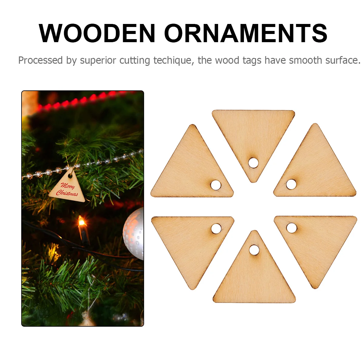 

200pcs Wood Triangle Cutouts Blank Slices Smooth Edges For Diy Painting Craft Kids Activities Home Decor Wedding Christmas