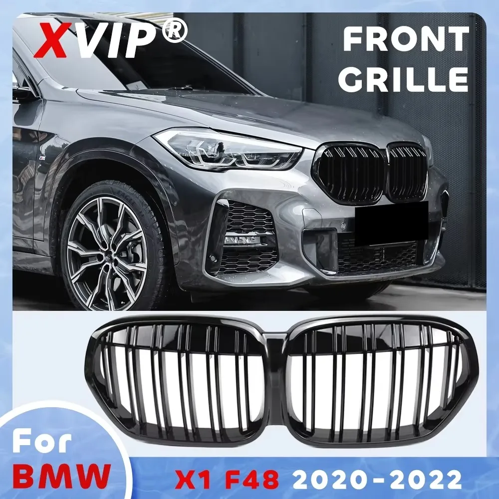 

XVIP Single Line Style Glossy Matte Black Carbon Fiber Pattern Front Grille Grid Tuning Accessories For BMW X1 F48 LCI 2020-2022