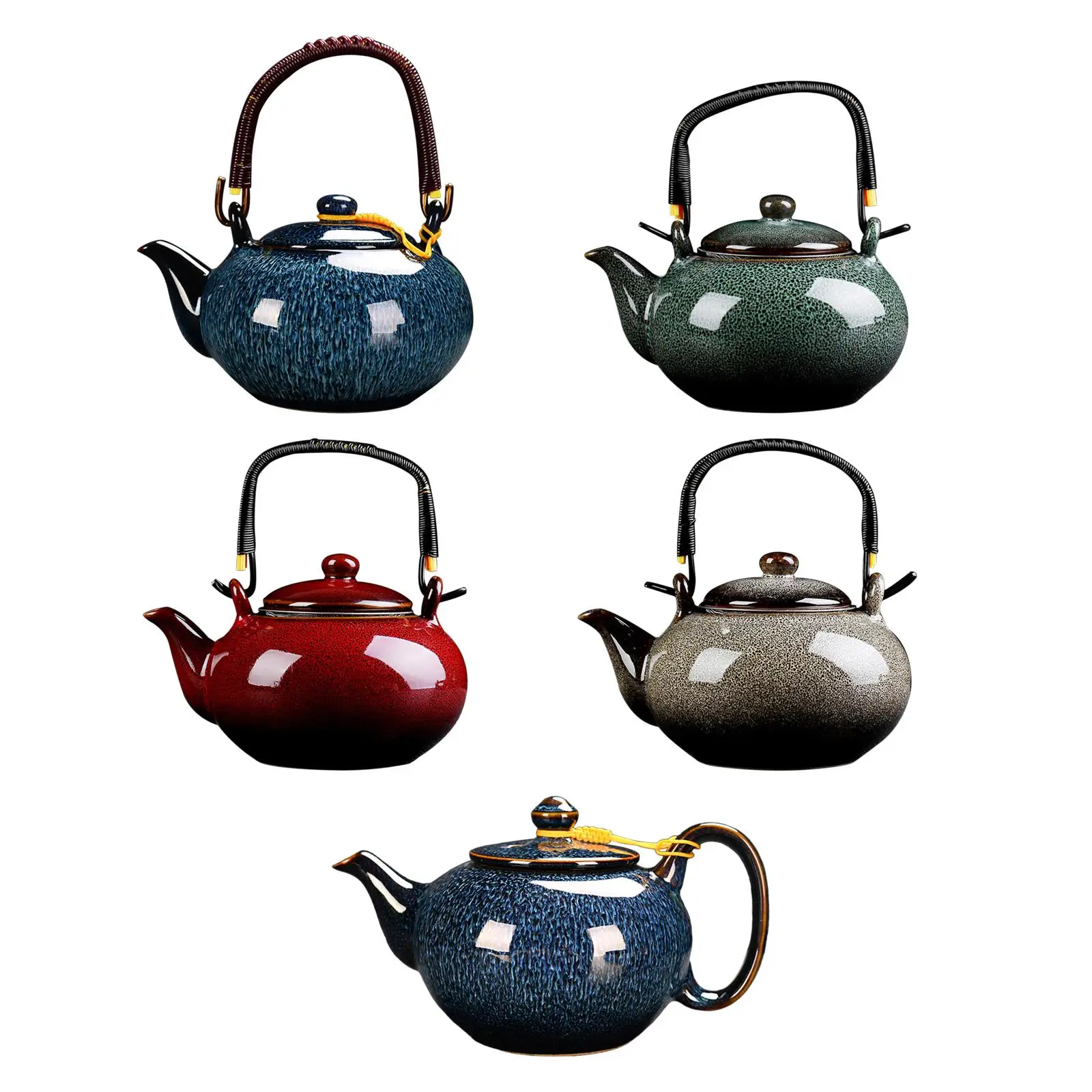 Ceramic Teapot Durable Kiln Change Tea Kettle Tea Dispenser Tea Maker Kettle for Picnic Household Kitchen Outdoor Restaurant