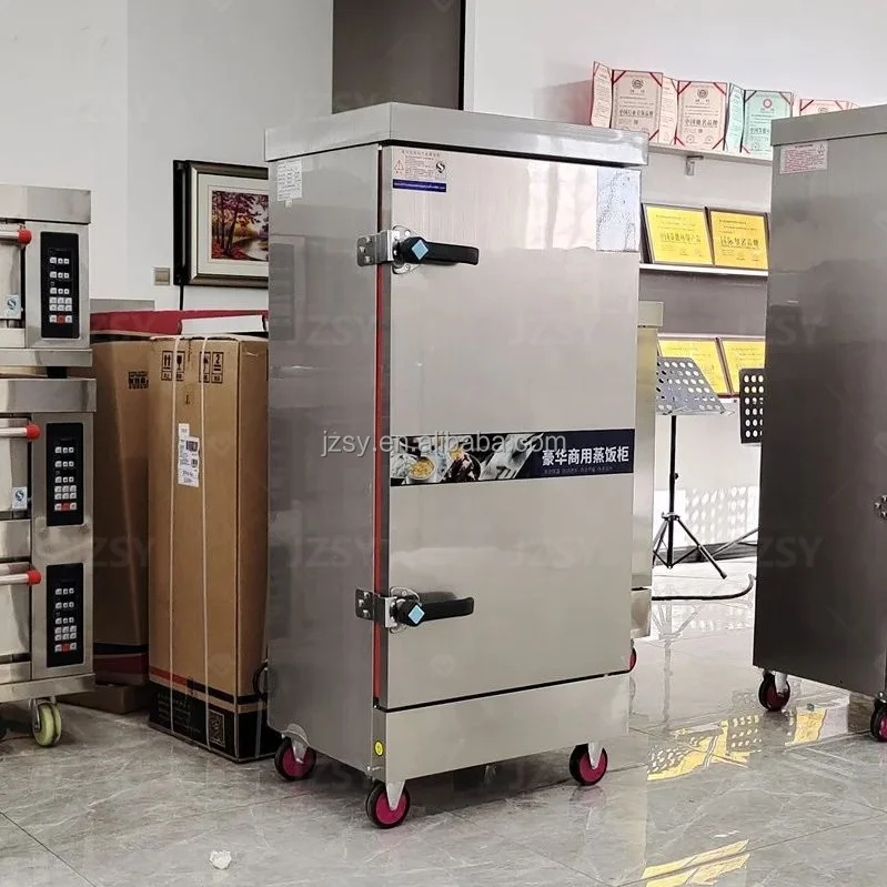 Commercial Gas Or Electric Rice Steam Cabinet 4 Trays Soup Fish Steamer Rice Cooking Machine