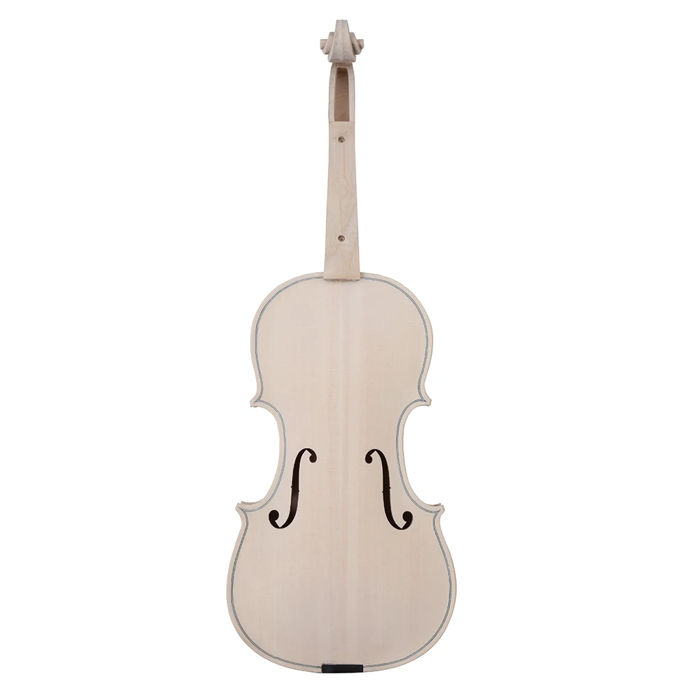 4/4 Unfinished White Violin 3/4 1/2 Fiddler Natural Dried Maple Back, Spruce Top, Solid Wood DIY White Violino Ebony Accessories