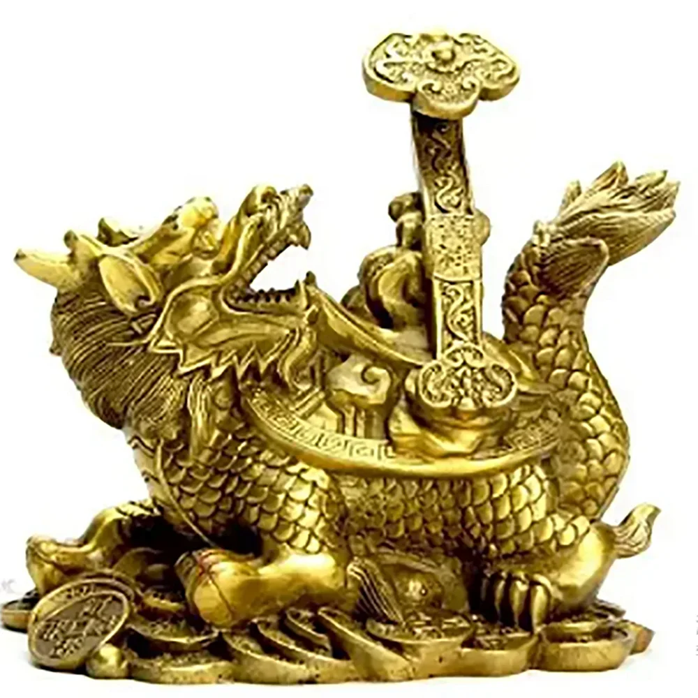 Pure Copper Dragon Tortoise Large Fortunes Small Water Turtle the Best Return Lucky Money and Feng Shui Supplies + Zroom Art