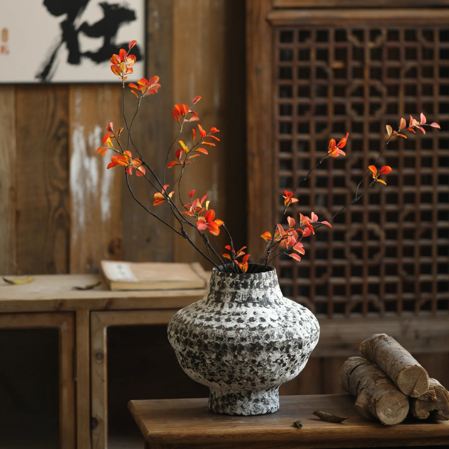 For Rustic Ceramic Vase, New Chinese Zen Style Pottery for Home, Hotel & Homestay Decor