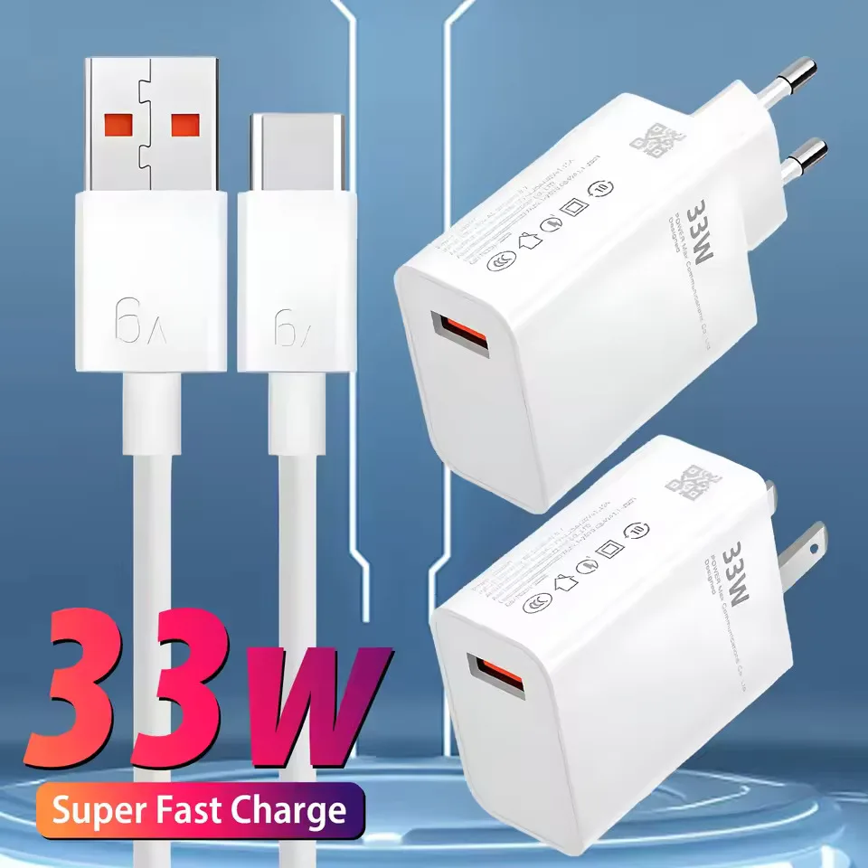 33W Fast Charger USB Type C Cable QC3.0 Quick Charge Turbo Adapter For iPhone Huawei Samsung Xiaomi Mobile Phone Fast Charging
