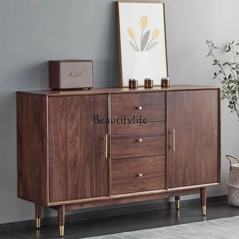 

*North American black walnut side cabinet modern simple solid wood storage cabinet