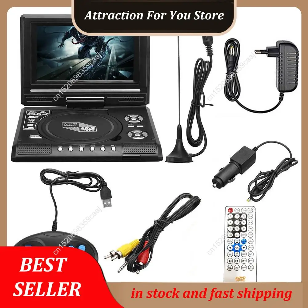 حار بيع المحمولة 7.8 بوصة التلفزيون المنزل مشغل ديفيدي للسيارة HD VCD CD MP3 HD EVD لاعب مع وظيفة التلفزيون/FM/USB/اللعبة-الاتحاد الأوروبي التوصيل