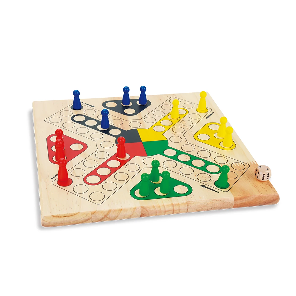 Kidus Wooden Classic Snakes and Ladders Board Game Traditional Children Fun Toy for Kids Toddlers