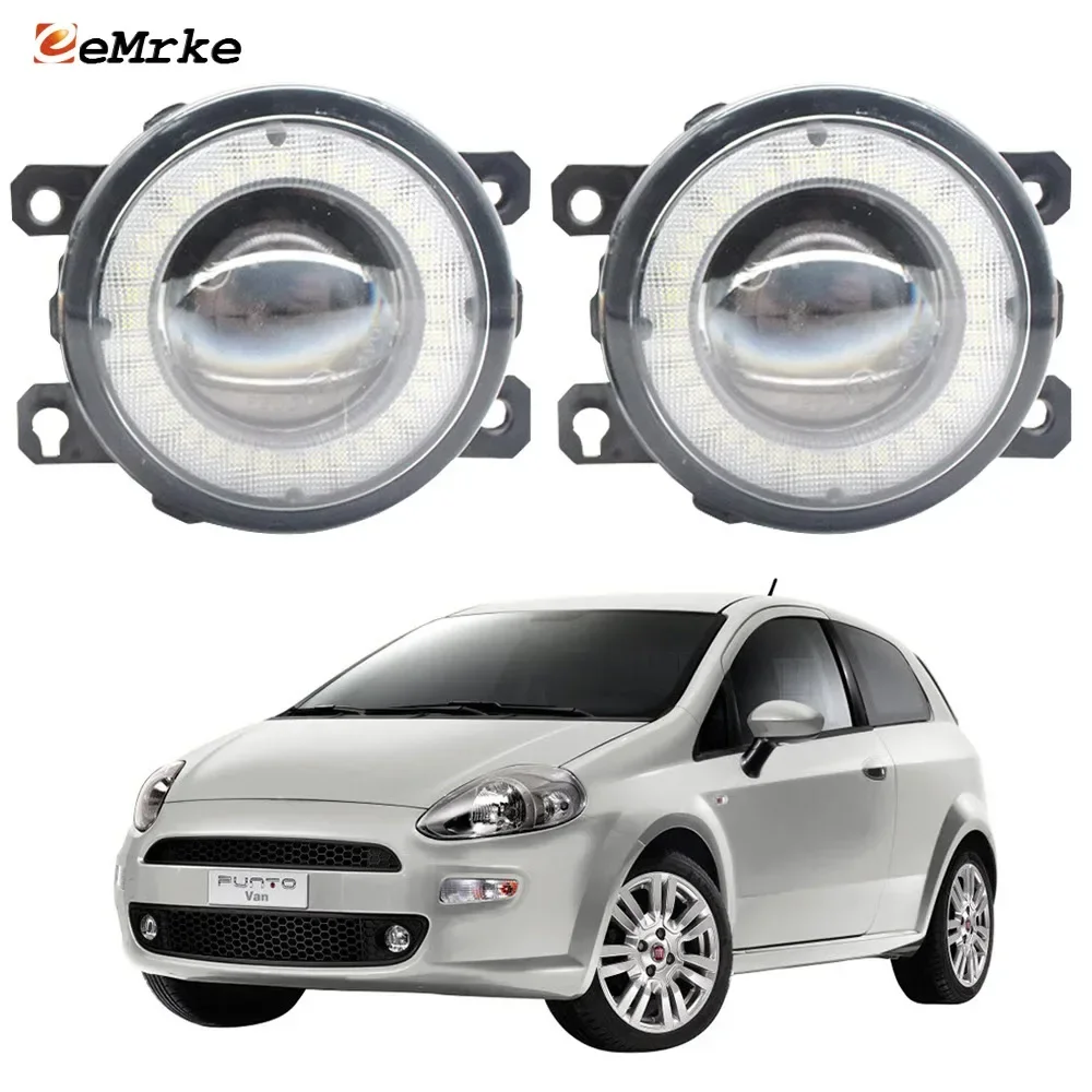 LED Fog Lights + Angel Eye DRL Daytime Running Light Lamp for Fiat Punto, Prunto EVO,Grande Punto Chile 2012 2013 2014 2015 2016