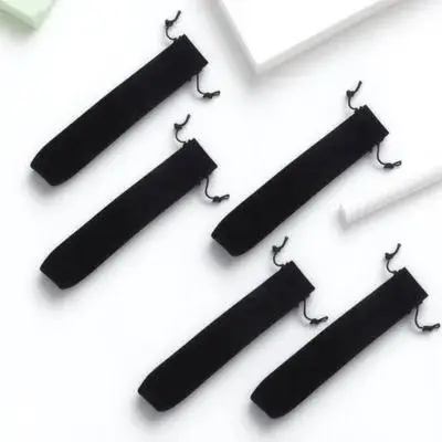 5Pcs Pen Sleeve Flannelette Drawstring Pencil Bag Black Single Pen Pouch Gift Packaging Case Pencil Sleeve Lint Drawstring Bag
