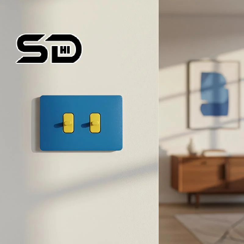 Minimalist Double-button Push-button Light Switch Frame, No Drilling Required. Double-sided Adhesive Sticker Not Included.