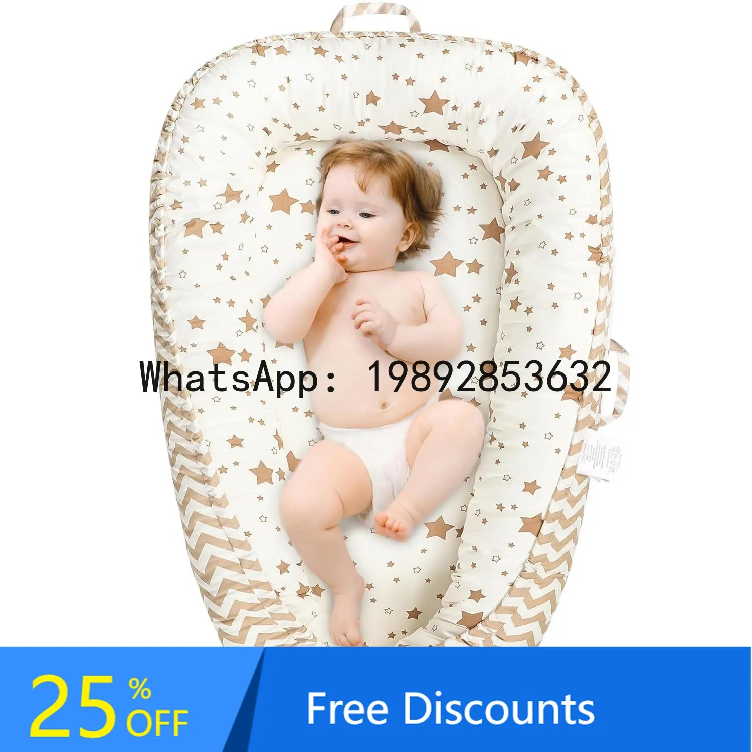 

Pure Cotton Baby Bed Mid-Bed Portable Recliner Removable and Washable Mobile Baby Nest Anti-Pressure Sleeping Bed