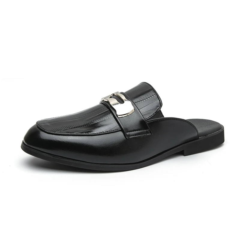 Leather Mules Man Slippers Backless Casual Shoes Woman Open Back Loafers Large Size 46 Slip On Flat Sneakers Men Slides Sandals