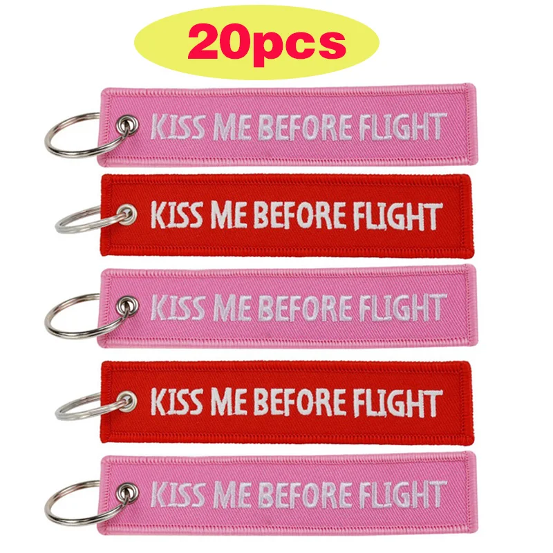 

20pcs Cute Kiss Me Before Flight Keychain Couple Accessories Personality Backpack Car Motorbycle Key Ring Hanging Jewelry