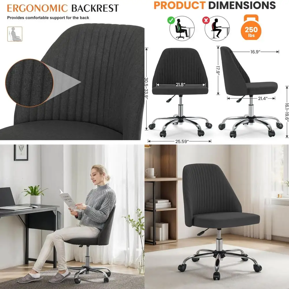 

Современное регулируемое офисное кресло на колесиках, удобное для дома, гостиной, макияжа, спальни, темно-серое