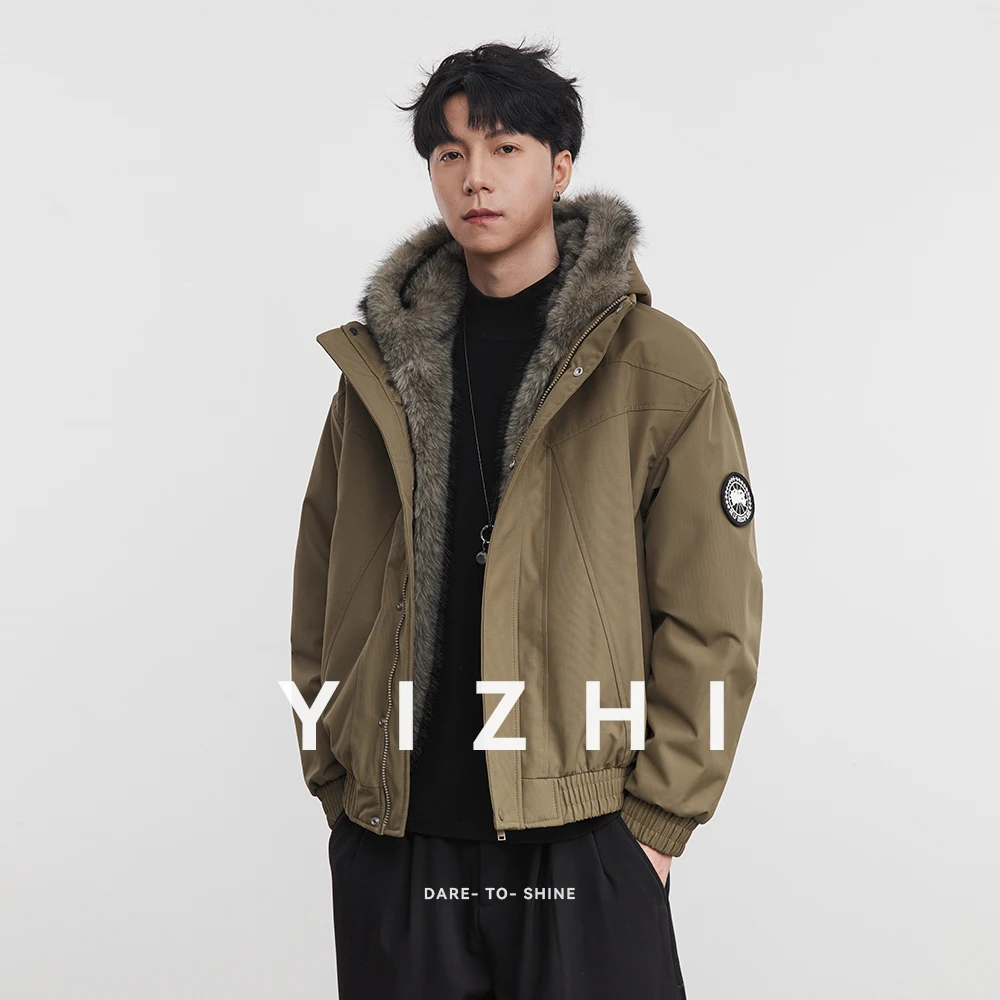 أزياء الرجال الجبل النسر 90 الأبيض بطة أسفل كبيرة أفخم مقنعين أسفل سترة 2025 شتاء جديد يندبروف الدافئة زوجين سترة