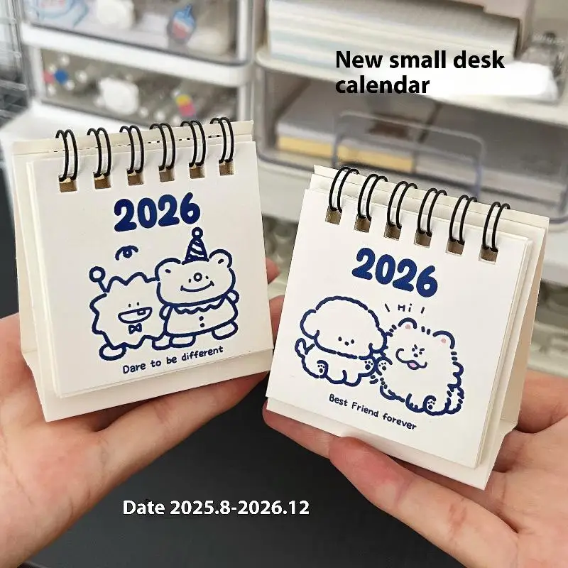 Cute Mini Calendar Office Desktop Decoration Small Ornament Calendar Dual Daily Scheduler Table Planner Yearly Agenda Organizer