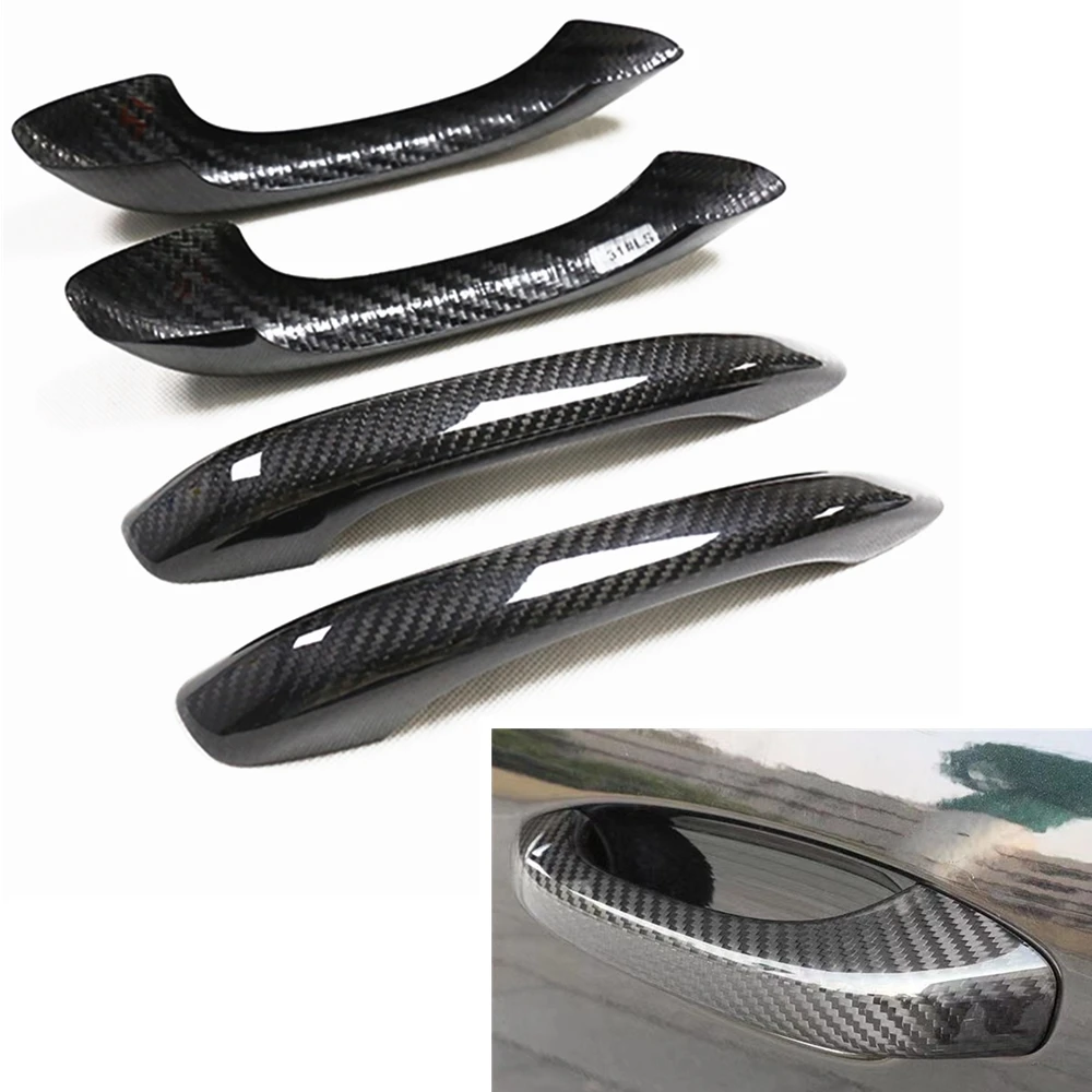 Carbon Fiber Car Exterior Door Handle Cover Doorknob Hand Pull Pad Case For Porsche Macan 95B 2015-2023 4 Door