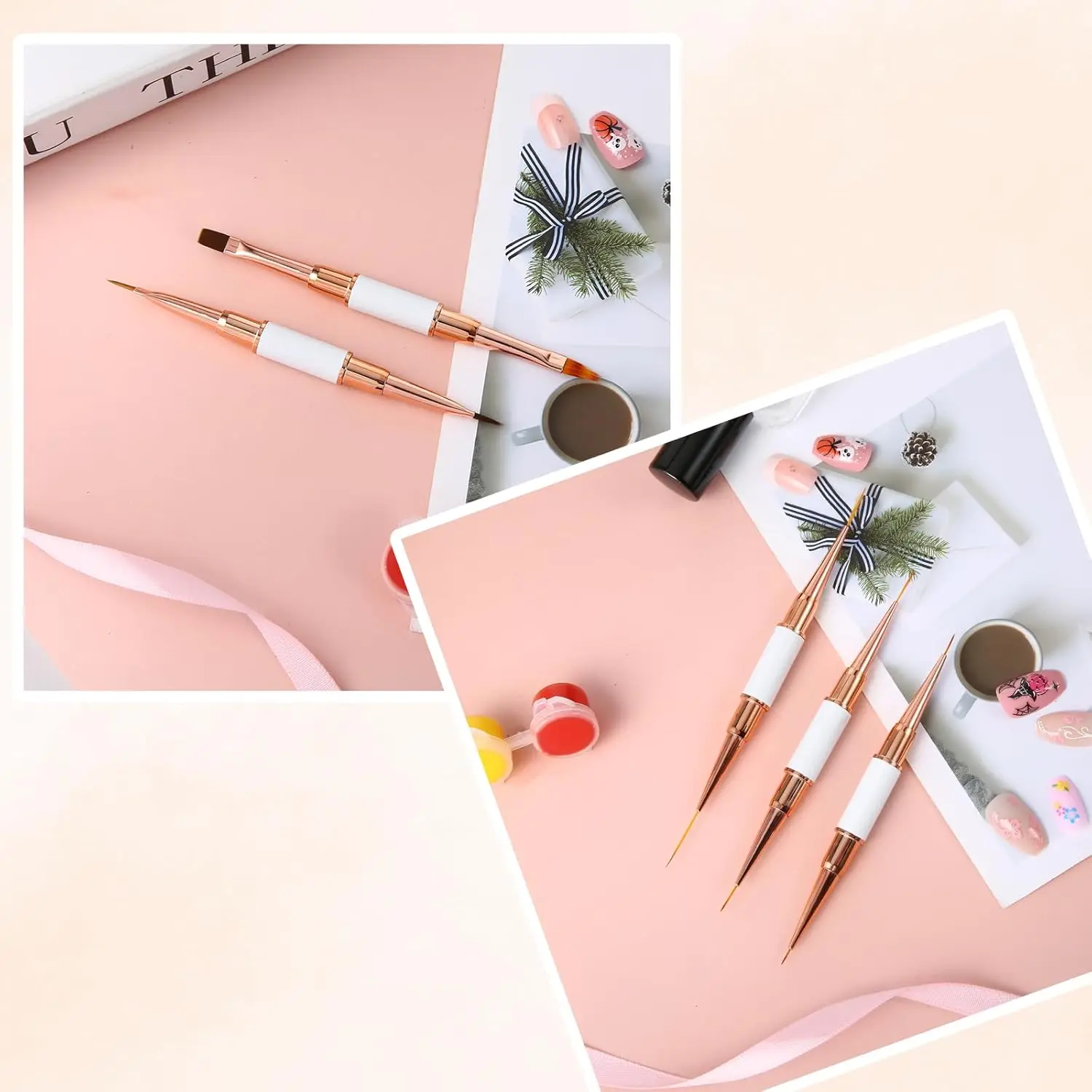 Set di pennelli per nail art da 5 pezzi Set di strumenti di pittura per design professionale per smalto gel a doppia estremità per salone di bellezza fai da te per la casa