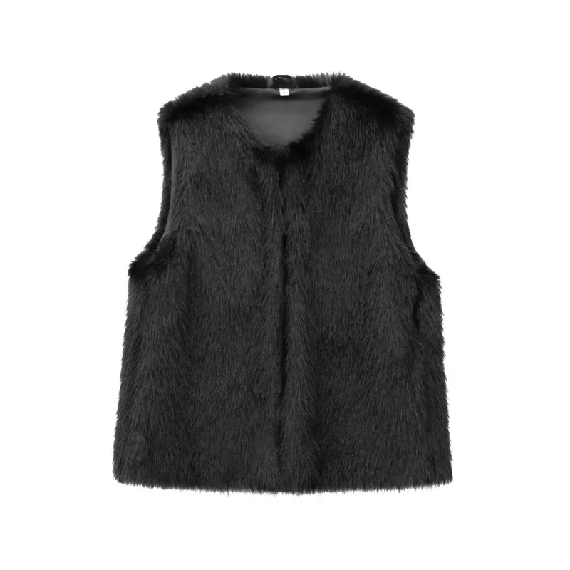 Gilet caldo effetto pelliccia sintetica Personalità Moda Casual Versatile Gilet da donna 2025 Autunno Nuovo stile Tinta unita senza maniche