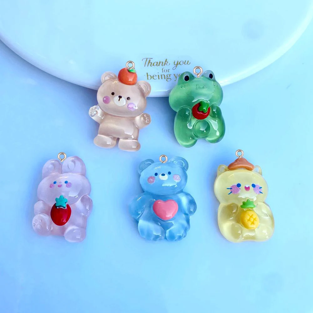 

100pcs New Resin Clear Cartoon Animals Pendant Jewelry Making Cute Funny Charms DIY Earrings Keychain Accessories