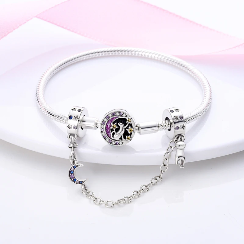 Bracelets Pandora Originaux en Argent Sterling 100%, Étoile, Lune, Quatre Cuir oral elu, Everver, Équation Colorée, Zcomprend sur Sécurité, EquiFit, Bijoux à Faire Soi-Même, 925