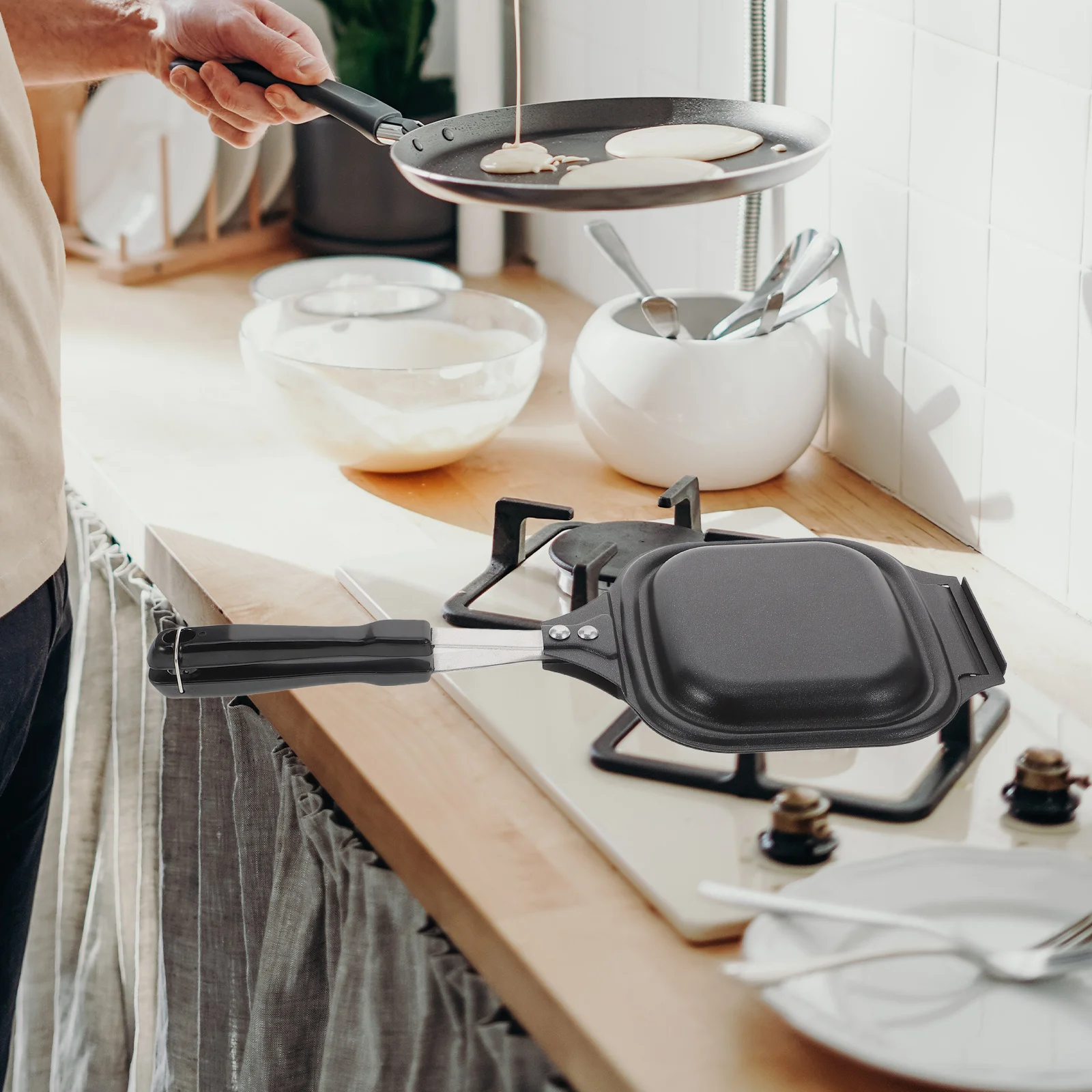 

Sandwich Maker Baking Pan Double-Sided Detachable Griddle Toast Egg Cooker Household Non-Stick Fryer Grilled Cheese Tool
