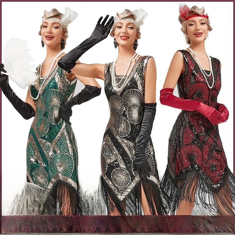 

Exquisite Embroidery Beaded Skirt Dr Heavy Work V-Ne Fringed Large Size Evening Gown Retro Sle Wedding Guest Dr