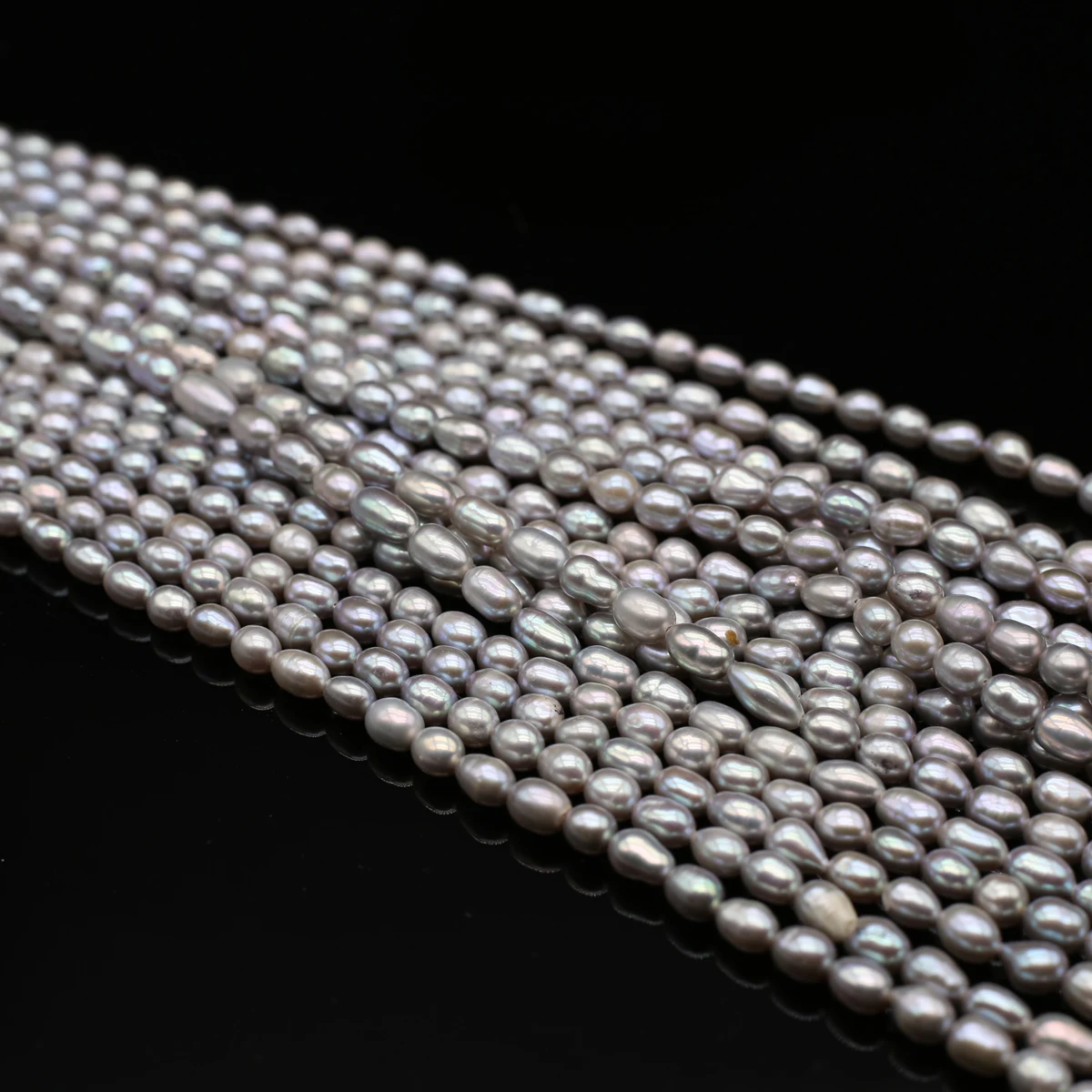 4-5mm Gray Rice Pearl Beads Natural Freshwater Pearls Loose Spacer Beads for Jewelry Making DIY Necklace Bracelet Accessories