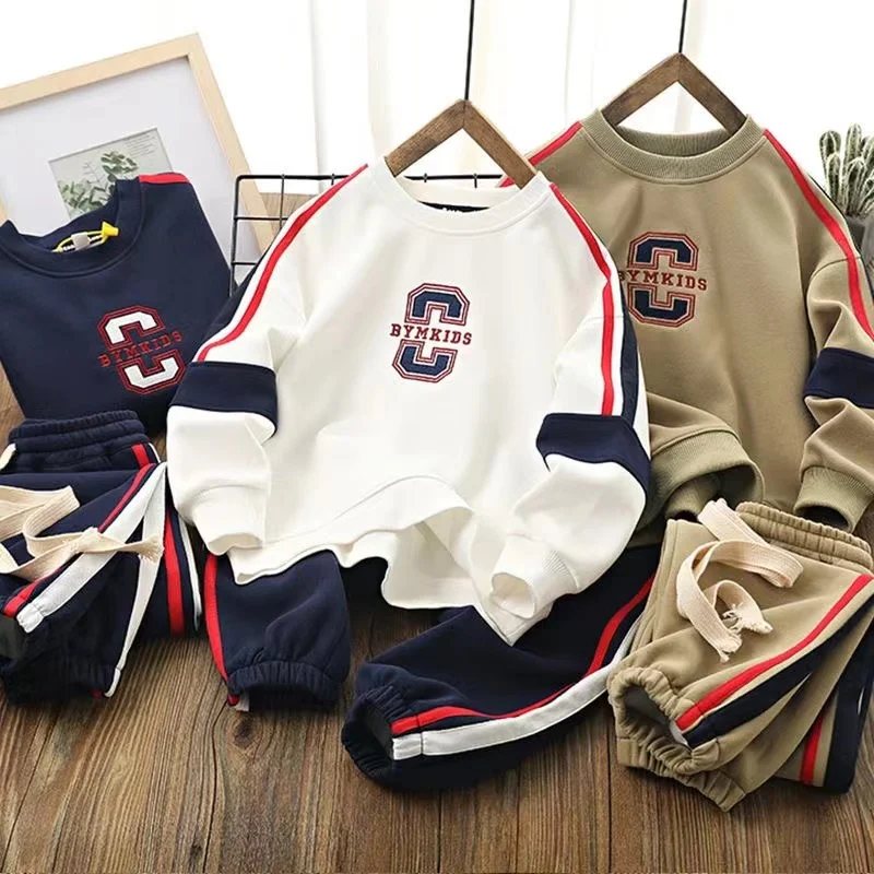 2024 New Spring Autumn Tracksuit Suit Child Baby Boy Korean Clothing Set Letter Coats + Pants 2Pcs For Kids Children Sets 4-14T