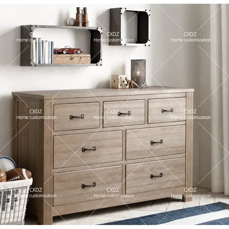 Solid Wood Chest Cabinet Oak Bookcase Modern Simple Entryway Storage Furniture Retro Style Kids Bookshelf Home Decor
