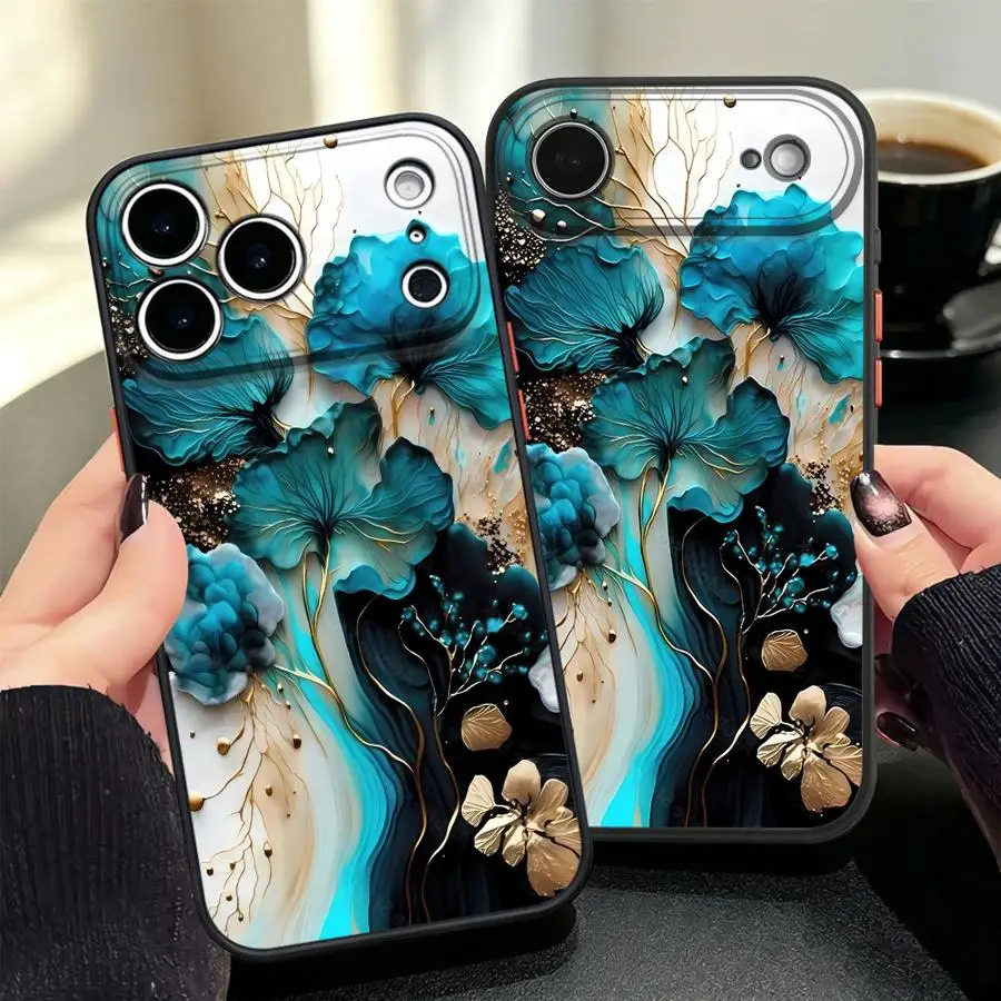Чехол для iPhone 17 Pro Max 11 14 7 8 SE 15 16 Plus XS XR 17e Air 12 13 Mini, задняя крышка-накладка с узором «Гинкго Мрамор»