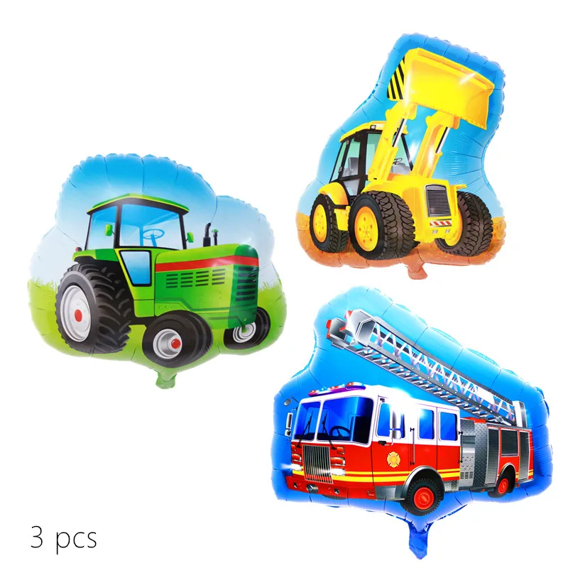 Construction Engineering Car Foil Balloon Excavator Truck Forklift Crane Boy Birthday DIY Vehicle Party Decoration Supplies