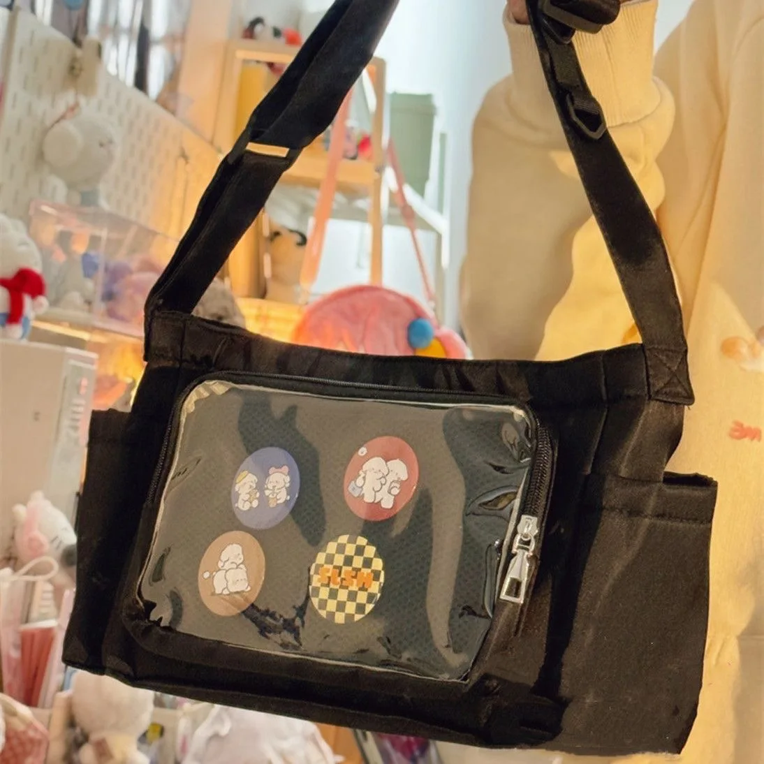 Sacs à bandoulière de style collage japonais pour femmes, Itabag transparent, petit sac Ita pour badges au beurre, plaque d\'affichage, sac initié,