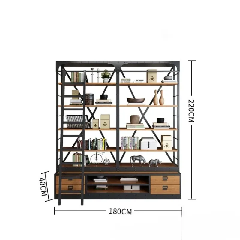 American industrial style wrought iron solid wood wine rack retro office multi-layer creativity