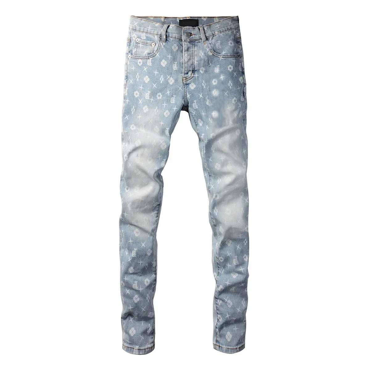 2025 American Jean Print Pants 9089 Style High Waist Loose Fit Straight Leg Blue Jeans Women's Fashion Casual Trousers - Image 2