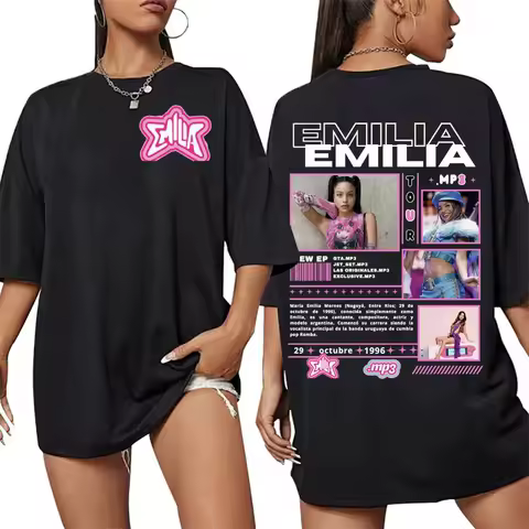 Singer Emilia Mernes MP3 Tour Graphic T Shirt Men Clothing Fashion Aesthetic Tshirts Hip Hop Streetwear Casual Short Sleeve Tees