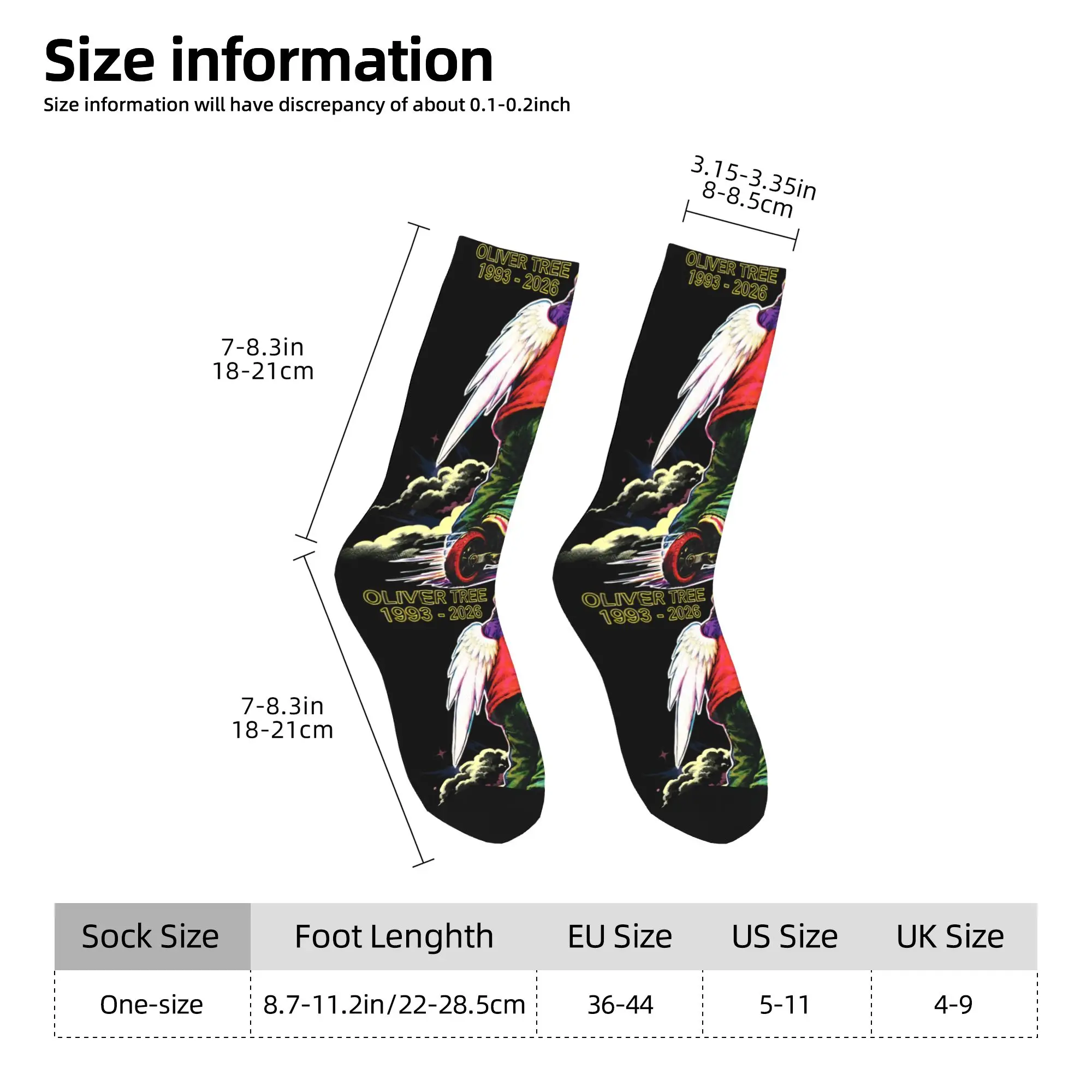 Harajuku Oliver Tree Rest In Peace 1993 to 2026 Memorial Soccer Socks  Polyester Middle Tube Socks for Unisex Breathable