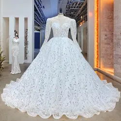 Robe Mariage Glitter Ball Gown Wedding Dresses Beading Lace Gorgeous Hochzeitskleid Lace Up Back Vintage Vestidos De Novia