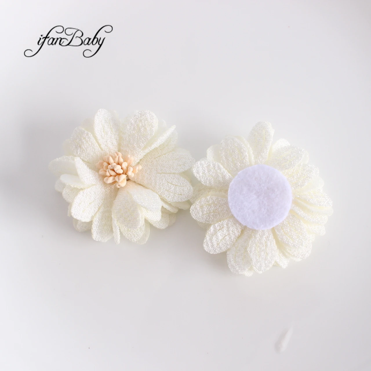 4.5CM Fabric Flowers With Stamen For Hair Accessories Hairband Apparel Accessories 23 Colors 100PCS