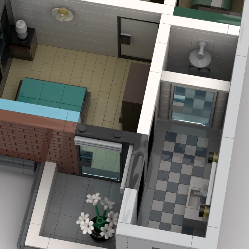 City Street View Model MOC Building Bricks Large Apartment Residence Modular Technology Children Holiday Gifts Assemble Toy Suit