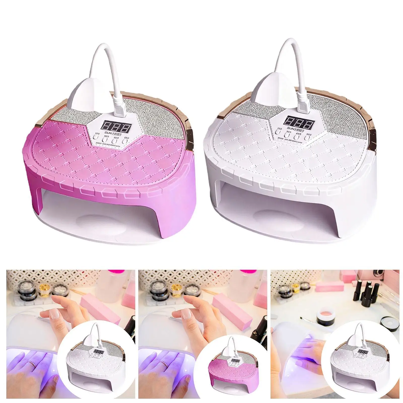 LED Nail Lamp Nail Dryer Versatile Powerful Compact Removable Base Low Heat Mode 4 timers Double Wavelength Professional 288W