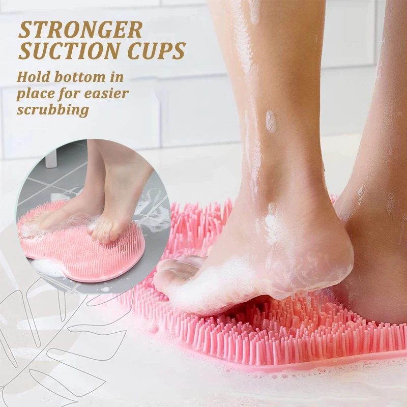 Non-slip Bath Mat Back Massage Brush Lazy Exfoliating Shower Massage Scraper Bathroom Silicone Wash Back Scrubber