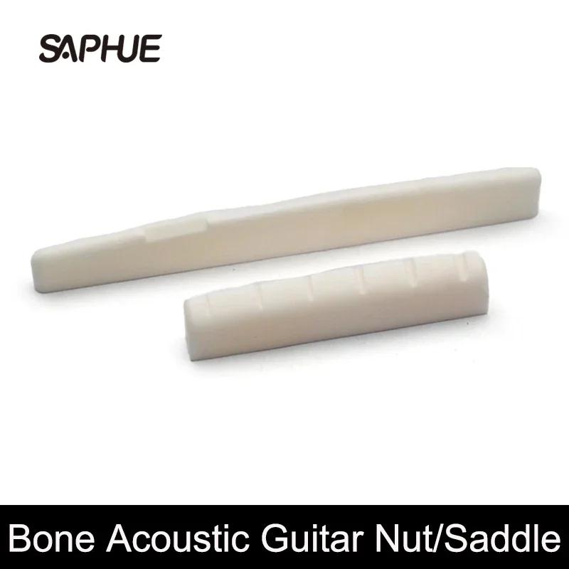 10Pcs Real Bone YMH Style Nut 43x5x9MM-R400/Saddle 75x3x9.7MM-R400 with Compensation 6-String Acoustic Guitar Folk Guiar
