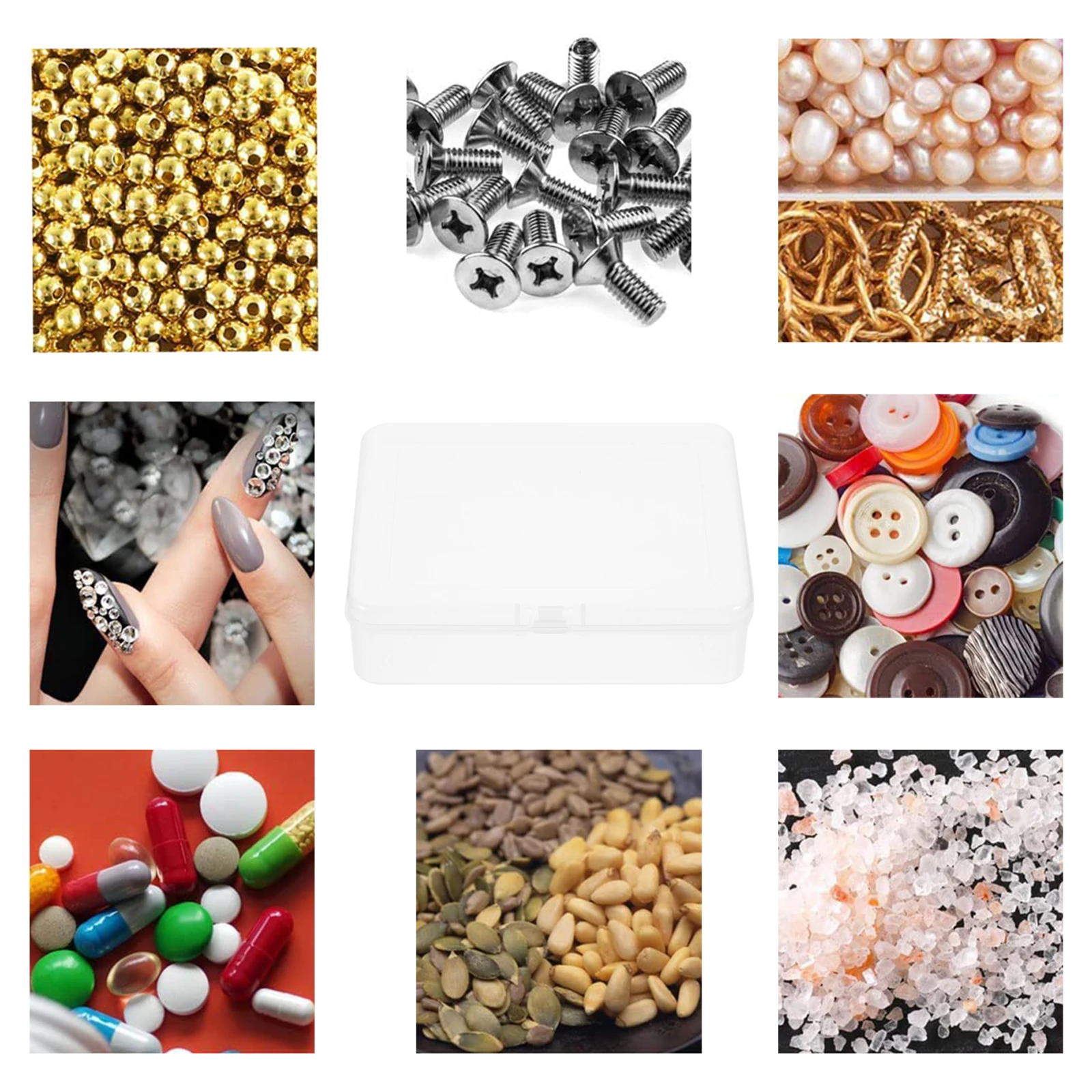 

12Pcs Plastic Jewelry Organizer Boxes Transparent Container for Beads Coins Watches Hardware Fitting Holder Transparent Box