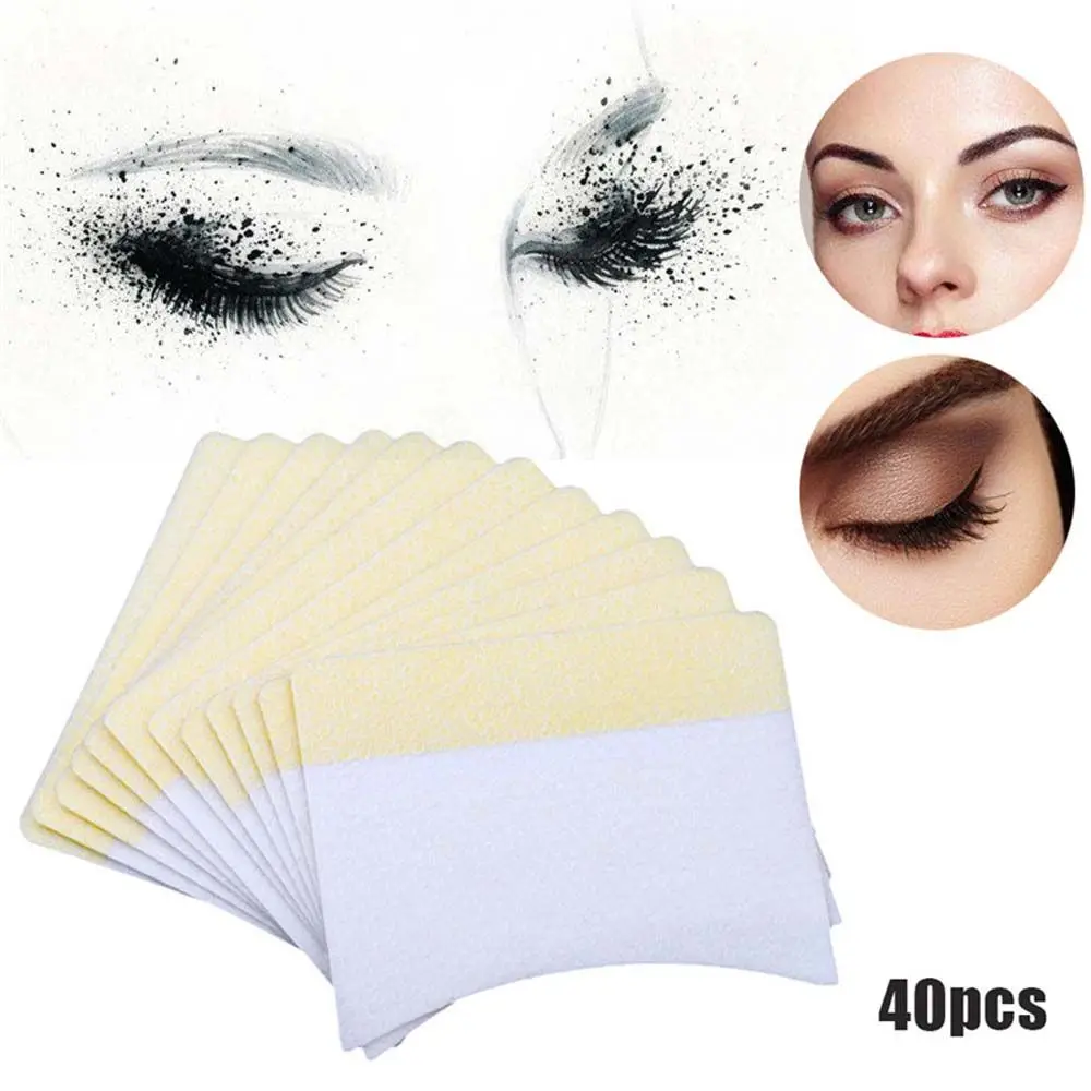 40Pcs Eyelash Extension Glue Remover Lint-Free Paper Cotton Pads Lashes Grafting Non-woven Glue Cleaning Wipes Makeup Tools