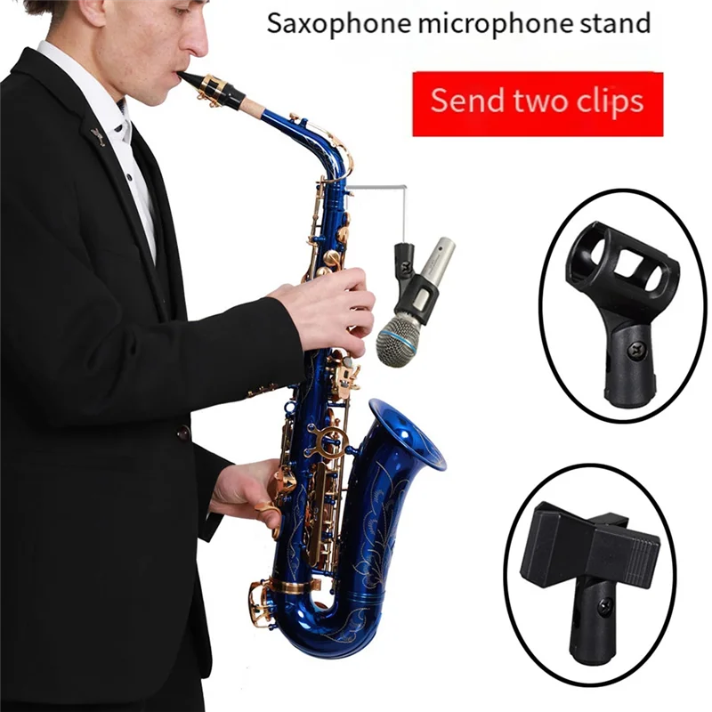 【مخزون محدود!】مشبك ميكروفون الساكسفون قابل للتعديل، حامل عالمي، حامل مشبك لساكس للعروض الحية وتسجيل الاستوديو