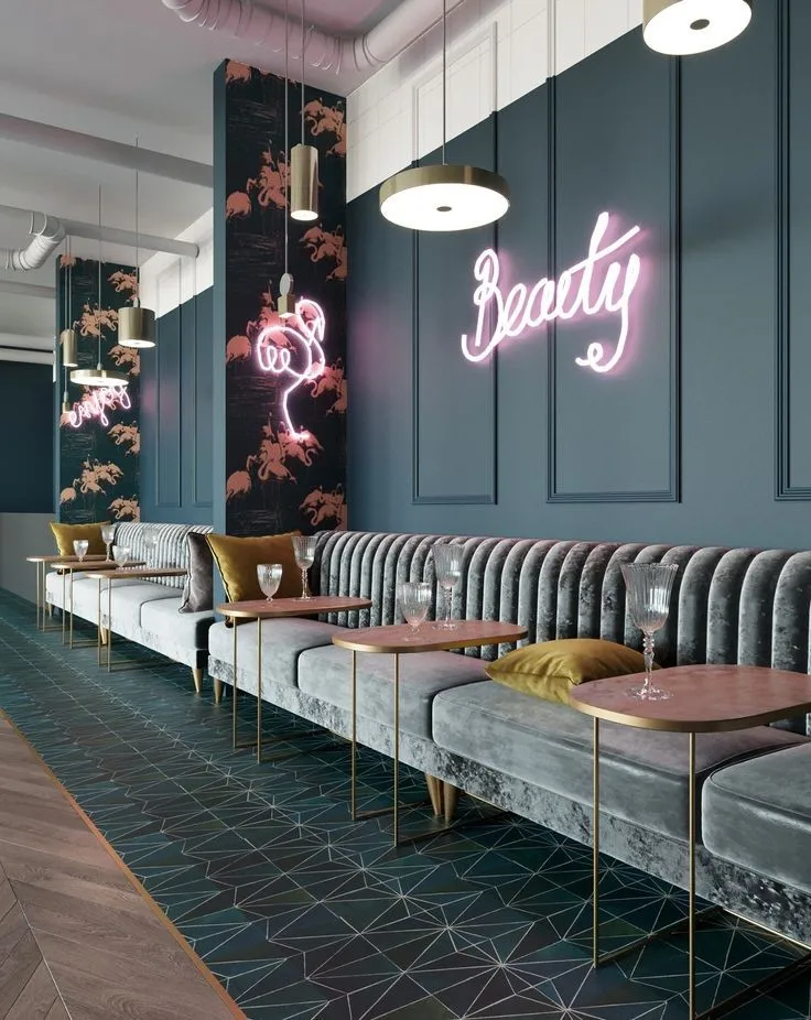 High Back Modern Velvet Fabric Leather I Shape Fast Food Restaurant Furniture Corner Seat Pavilion Restaurant Sofa