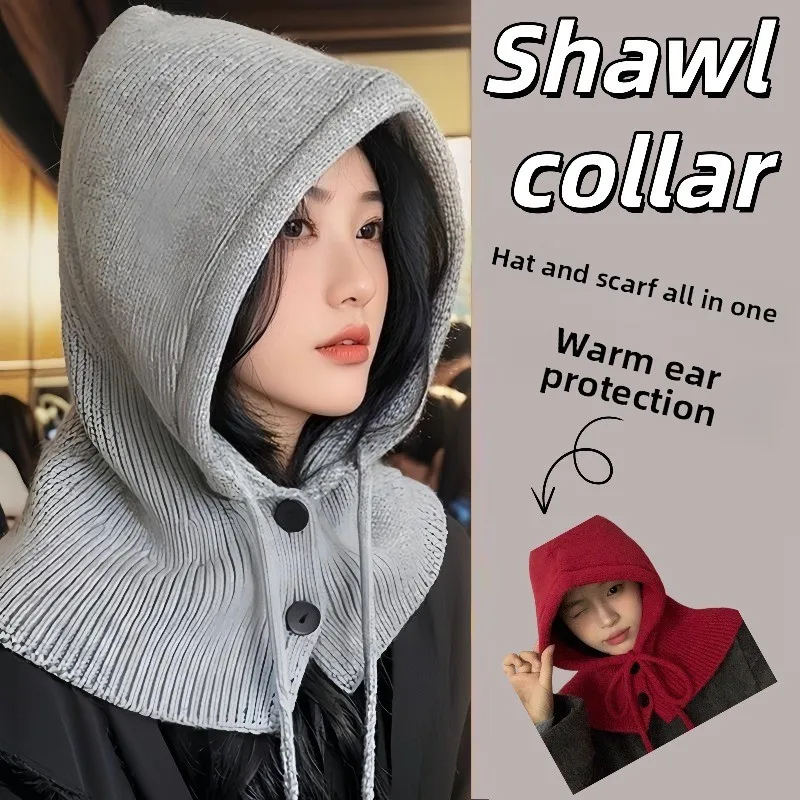 1 Piece of Knitted Hooded Ear Protection Scarf with Warm Design for Outdoor Commuting,strong Warmth Retention, Fashionable Style