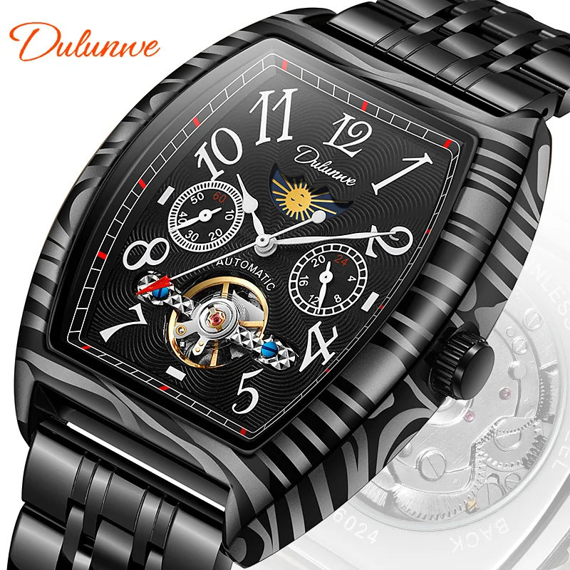 

Men Brand Mechanical Watch Fashion Luxury Tourbillon Automatic Wristwatch Man Sport Casual Waterproof Moon Phase Business Clocks